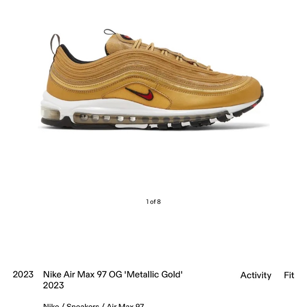 Nike Metallic Gold and Red Air Max 97 Sneaker